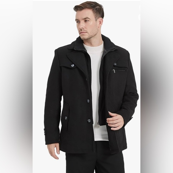 Men's Winter Pea Coat (XL, Dark Gray) - Picture 2 of 7